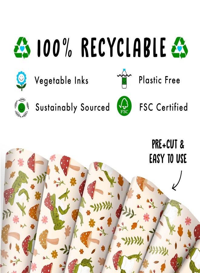 CENTRAL 23 Funny Wrapping Paper - Frogs, Mushrooms, Fun - 6 Sheets of Giftwrap for All Ages Family Friends - All Occasion Birthday - Comes With Stickers - Image 3